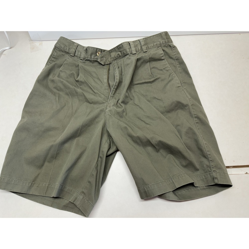 Bugle Boy Co. Shorts VTG Men's Size 36W‎ Slash Pocket Green Pleated Elastic